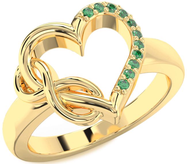 Emerald Gold Heart Infinity Ring