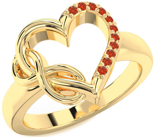 Fire Opal Gold Heart Infinity Ring