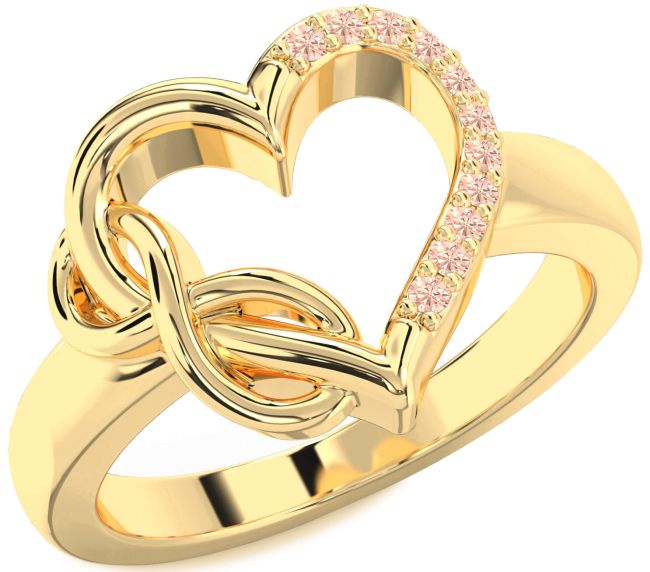 Morganite Gold Heart Infinity Ring