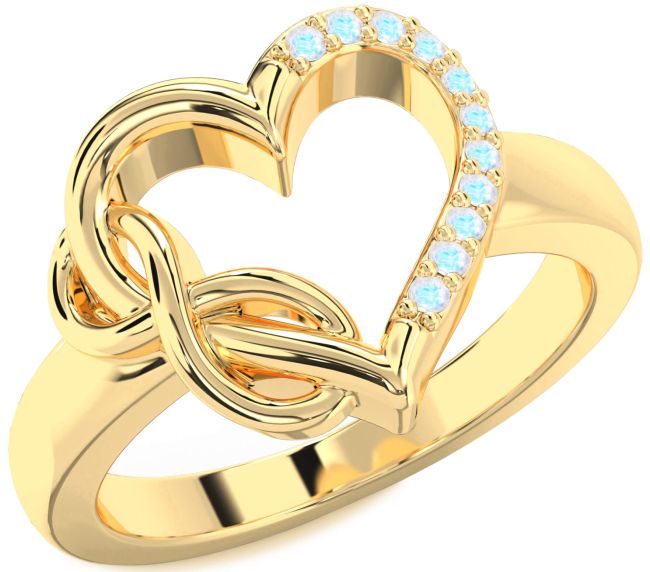 Moonstone Gold Heart Infinity Ring
