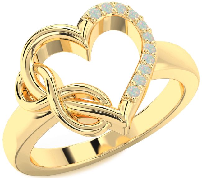 Opal Gold Silver Heart Infinity Ring