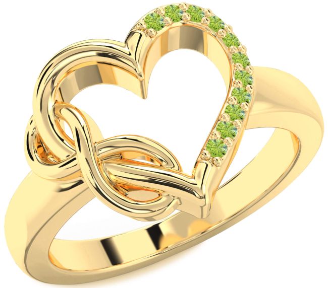 Peridot Gold Heart Infinity Ring