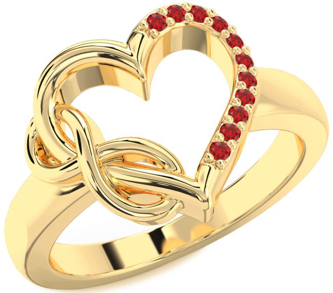 Ruby Gold Heart Infinity Ring