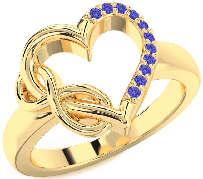 Tanzanite Gold Heart Infinity Ring