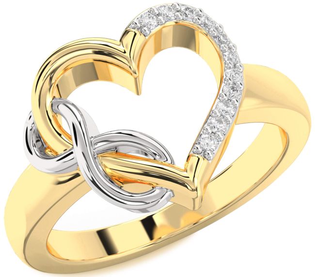 Lab Diamond Gold Silver Heart Infinity Ring