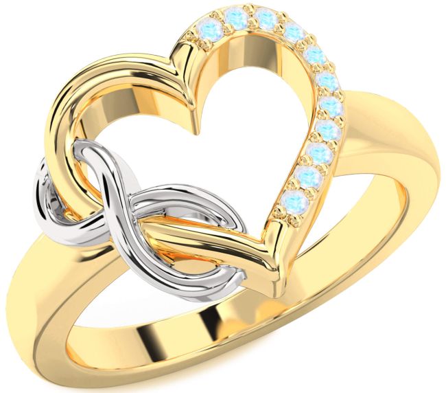 Moonstone Gold Silver Heart Infinity Ring