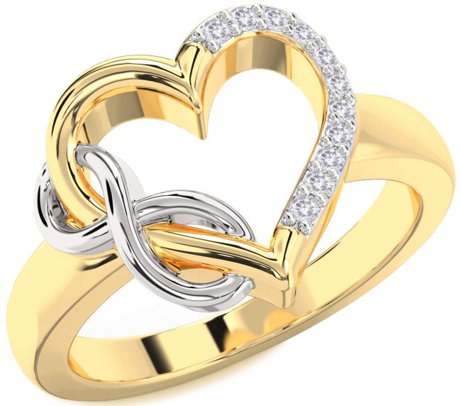 Salt & Pepper Diamond Gold Silver Heart Infinity Ring