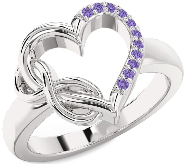 Alexandrite Silver Heart Infinity Ring