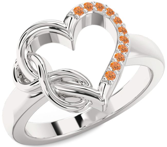 Citrine Platinum Heart Infinity Ring