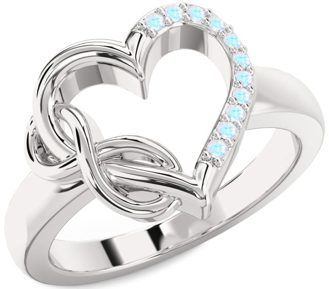 Moonstone Platinum Heart Infinity Ring