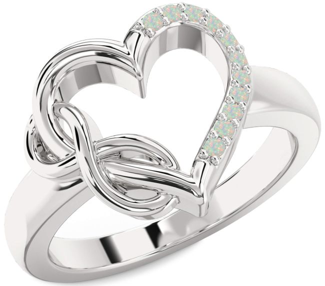 Opal Platinum Heart Infinity Ring