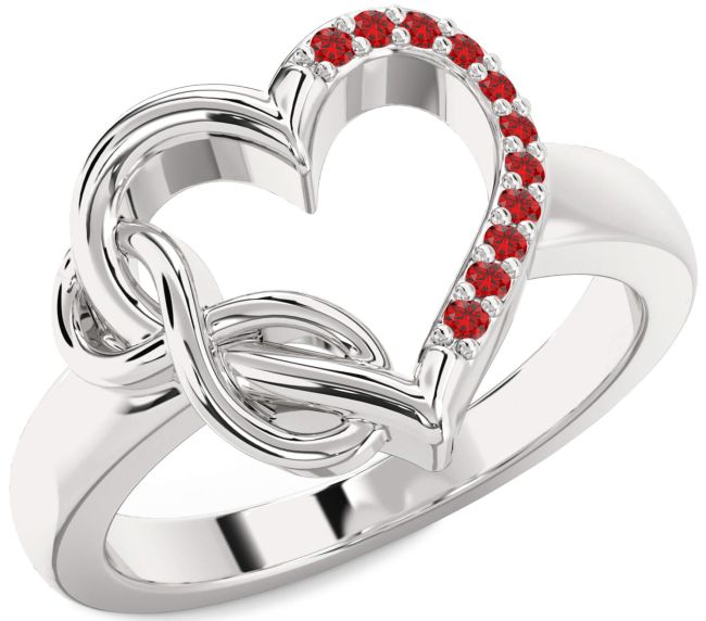 Ruby Platinum Heart Infinity Ring