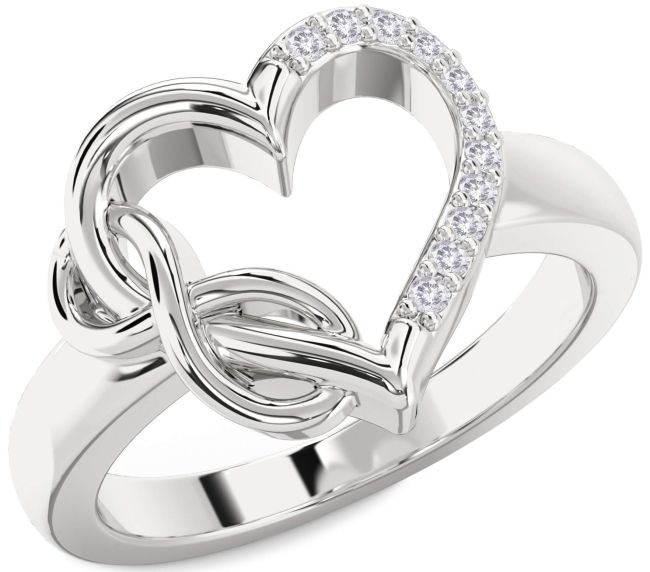 Salt & Pepper Diamond Platinum Heart Infinity Ring