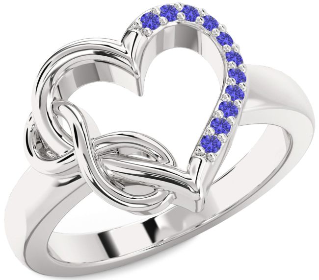 Tanzanite Silver Heart Infinity Ring