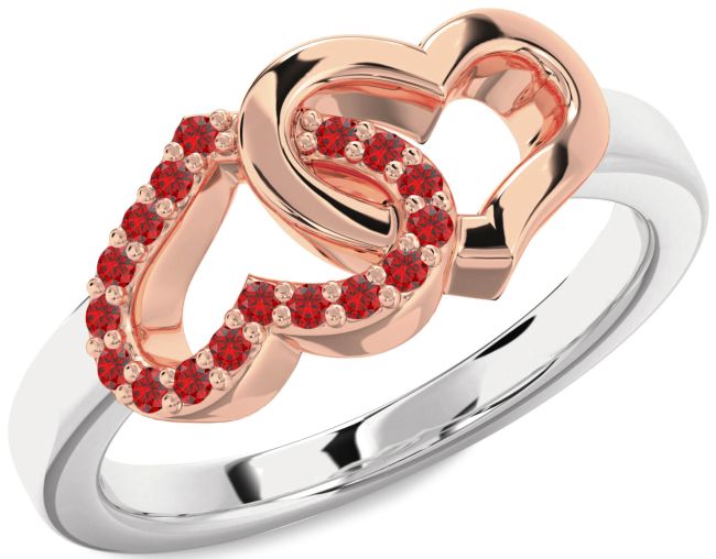 Ruby Rose Gold Silver Heart Ring