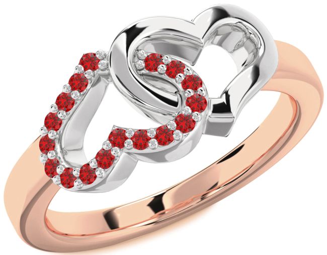Ruby Rose Gold Silver Heart Ring