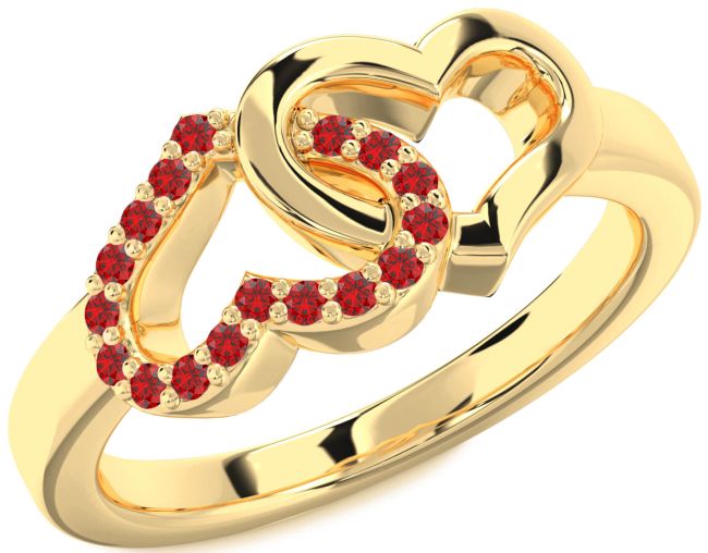 Ruby Gold Heart Ring