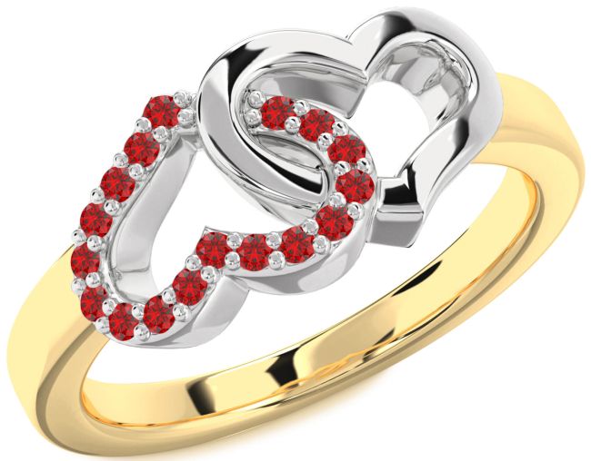 Ruby Gold Silver Heart Ring