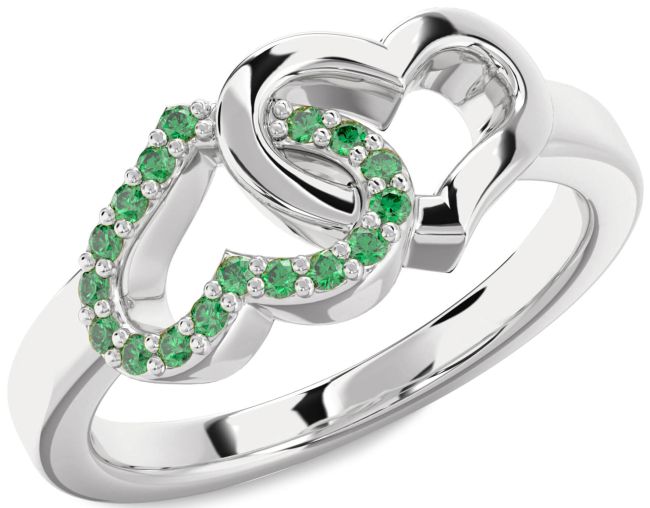 Emerald Platinum Heart Ring