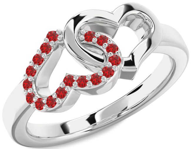 Ruby Platinum Heart Ring