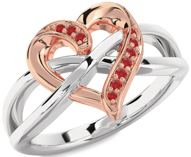 Ruby Rose Gold Silver Heart Infinity Ring