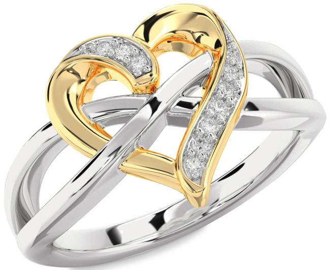 Lab Diamond Gold Silver Heart Infinity Ring