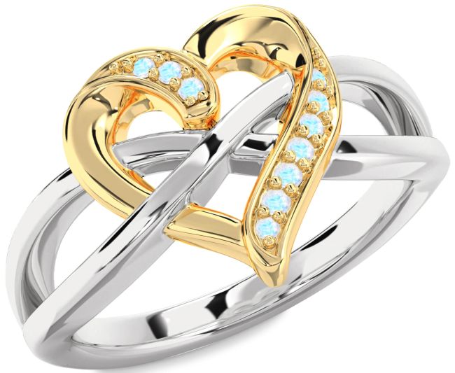 Moonstone Gold Silver Heart Infinity Ring