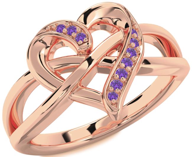 Amethyst Rose Gold Heart Infinity Ring