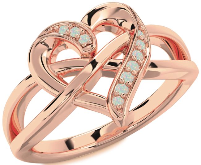 Opal Rose Gold Heart Infinity Ring