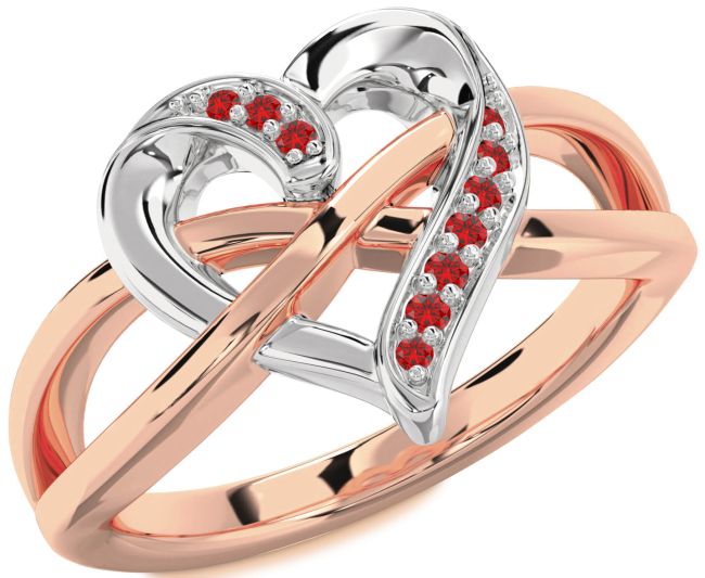 Ruby Rose Gold Silver Heart Infinity Ring
