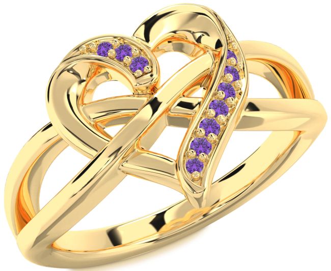 Amethyst Gold Heart Infinity Ring