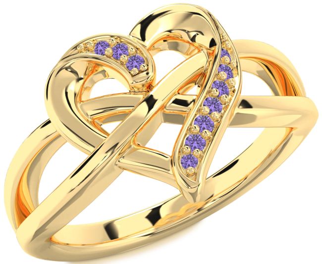 Alexandrite Gold Heart Infinity Ring