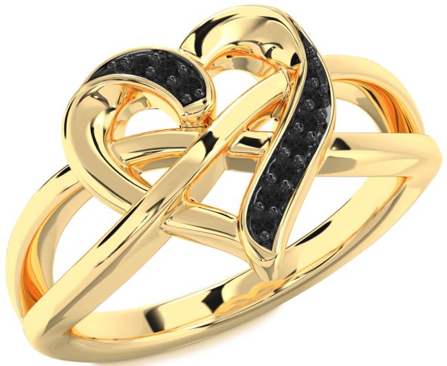 Black Diamond Gold Silver Heart Infinity Ring