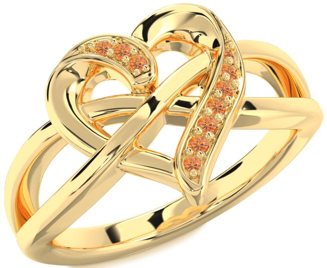 Citrine Gold Heart Infinity Ring