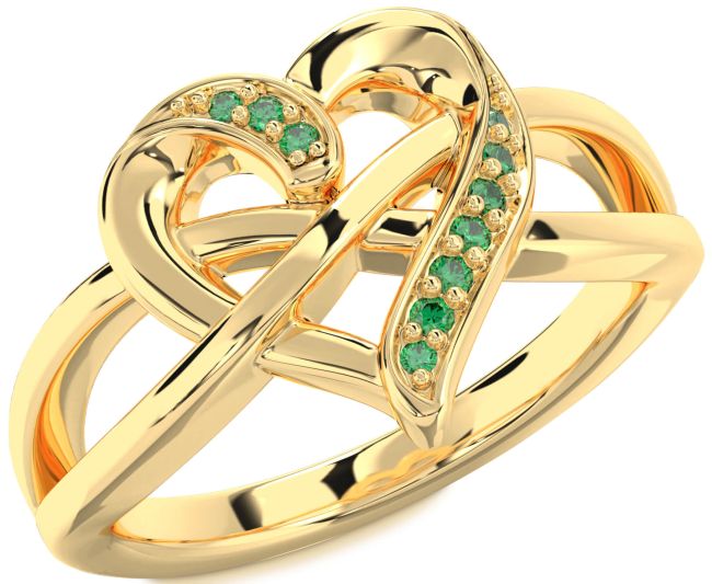 Emerald Gold Heart Infinity Ring