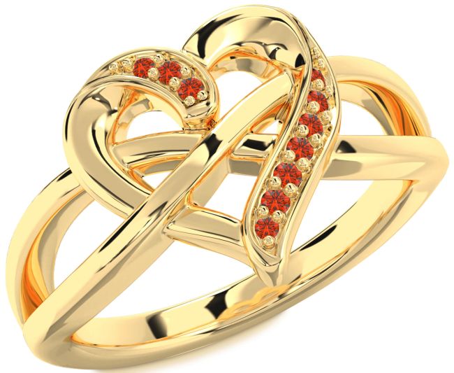 Fire Opal Gold Heart Infinity Ring