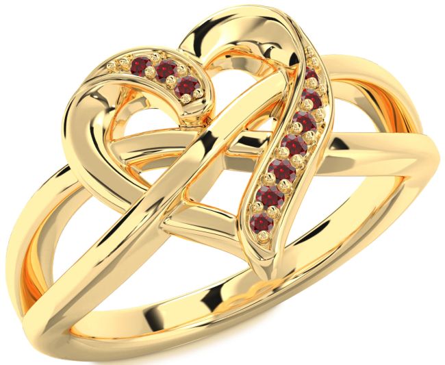 Garnet Gold Heart Infinity Ring