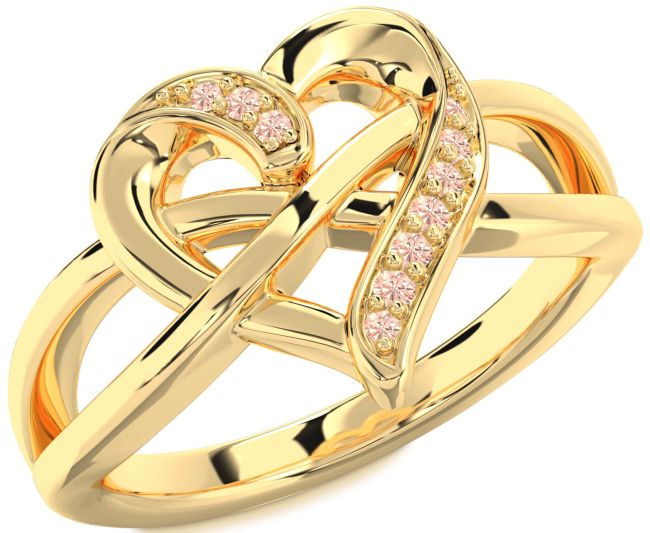 Morganite Gold Heart Infinity Ring