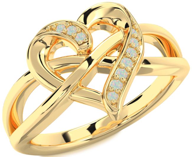 Opal Gold Heart Infinity Ring