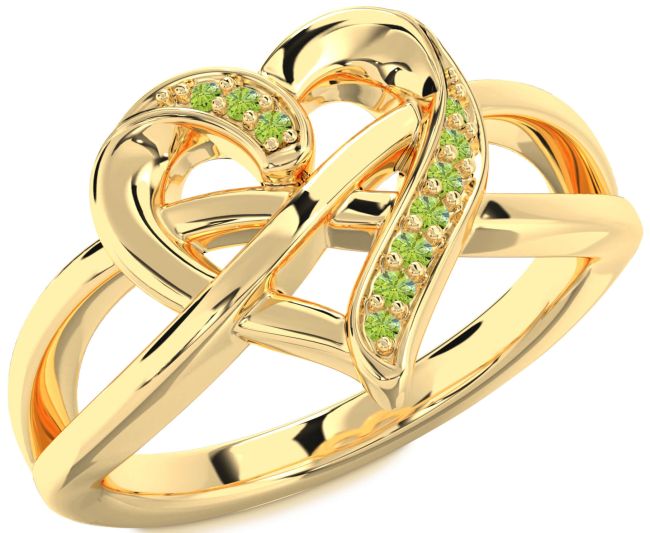 Peridot Gold Heart Infinity Ring