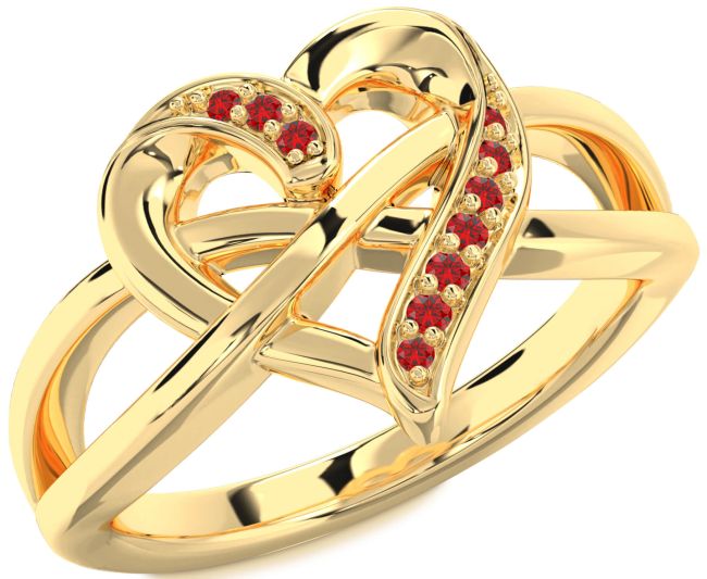 Ruby Gold Heart Infinity Ring