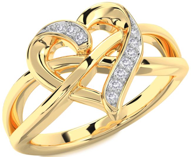 Salt & Pepper Diamond Gold Heart Infinity Ring