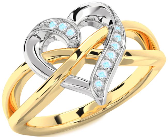 Moonstone Gold Silver Heart Infinity Ring
