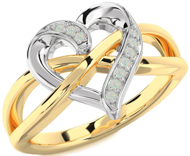 Opal Gold Silver Heart Infinity Ring