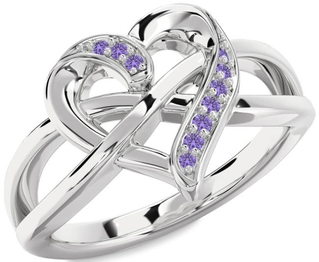 Alexandrite Silver Heart Infinity Ring