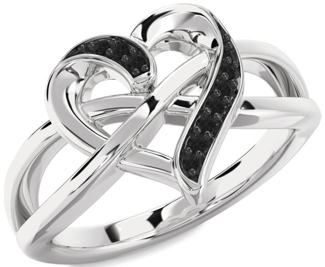 Black Diamond Platinum Heart Infinity Ring