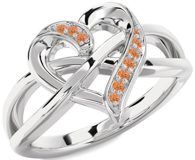 Citrine Silver Heart Infinity Ring