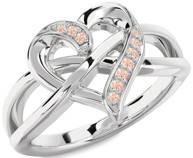 Morganite Silver Heart Infinity Ring