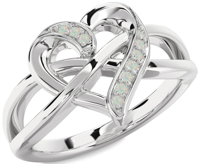 Opal Platinum Heart Infinity Ring