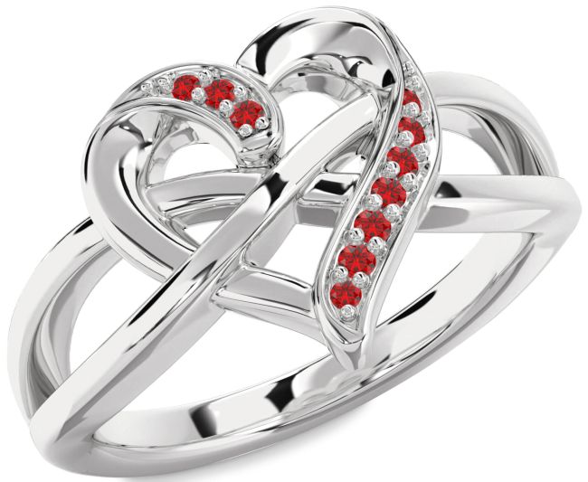 Ruby Platinum Heart Infinity Ring